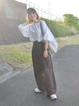 「ISOOK（アイスー）のアイテム（パンツ）」を使った、かほこ。さん（レディース・162cm）の秋コーディネート