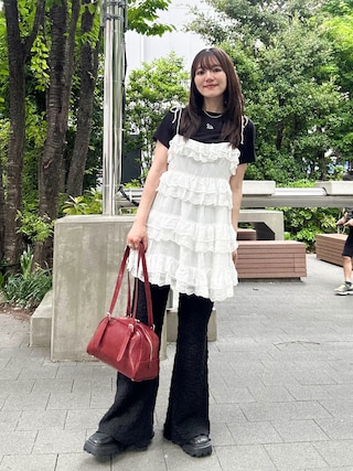 「Maison Kitsune（メゾンキツネ）のBABY FOX PATCH BABY TEE-SHIRT（Tシャツ/カットソー）」を使った、かほこ。さん（レディース・162cm）の夏コーディネート