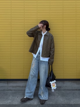 「ワイドデニム」｜かほこ。さん（レディース・162cm）の春コーディネート