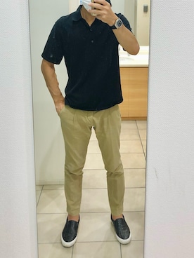 「クールビズ」｜「UNIQLO（ユニクロ）のアイテム」を使った、RTさん（メンズ・177cm）の夏コーディネート