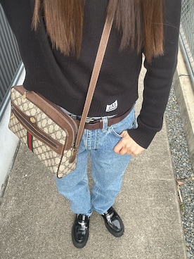 「GUCCI（グッチ）のアイテム（バッグ）」を使った、M𓅜さん（レディース・161cm）の冬コーディネート