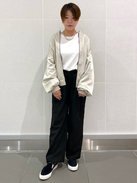 「JUNRED（ジュンレッド）のアイテム（MA-1）」を使った、SHIGEさん（レディース・165cm）の秋コーディネート