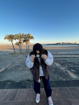 「Carhartt（カーハート）のアイテム（その他アウター）」を使った、Maiさん（レディース・158cm）の冬コーディネート