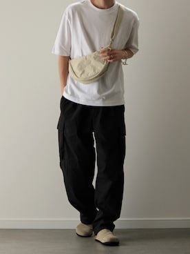 「UNIQLO（ユニクロ）のアイテム（パンツ、ブラック系）」を使った、sawaさん（メンズ・173cm）の夏コーディネート