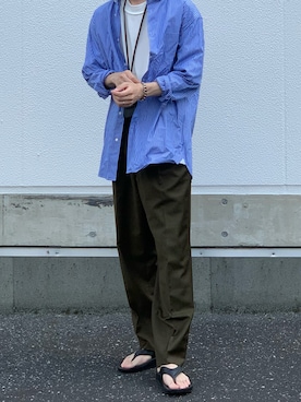 「DAISO（DAISO）のアイテム（シューズ）」を使った、sawaさん（メンズ・173cm）の夏コーディネート