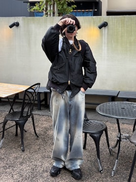 「冬アウター」｜「アイテム（MA-1）」を使った、sawaさん（メンズ・173cm）の冬コーディネート