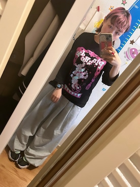 「アイテム（スウェットパンツ）」を使った、◎みお◎さん（レディース・150cm）の春コーディネート