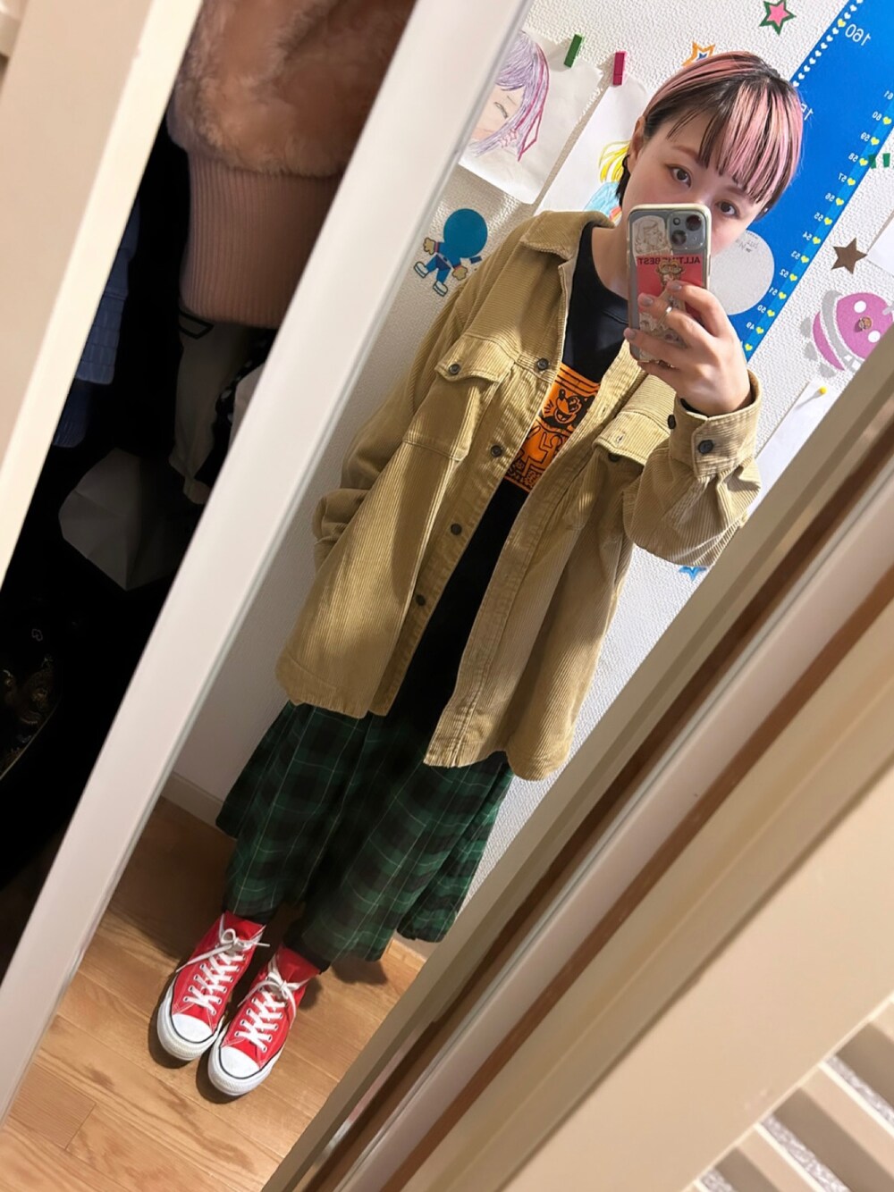 「低身長、低身長コーデ、低身長女子、アメリカンホリック、GU、オールスター、ハイカットスニーカー、UNIQLO」｜「AMERICAN HOLICのアイテム（ジャケット/アウター、ブラウン系）」を使った、◎みお◎さん（レディース・150cm）の秋コーディネートの1枚目の写真