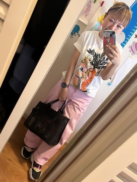 「MARC JACOBS（マークジェイコブス）のアイテム（トートバッグ）」を使った、◎みお◎さん（レディース・150cm）の夏コーディネート