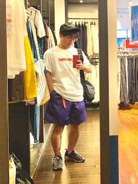 「アイテム（キャップ）」を使った、ニャロメさん（メンズ・165cm・40代）の夏コーディネート