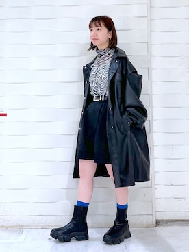 「カラーソックス」｜「アイテム（ブルゾン）」を使った、まっちゃんさん（レディース・151cm）の秋コーディネート