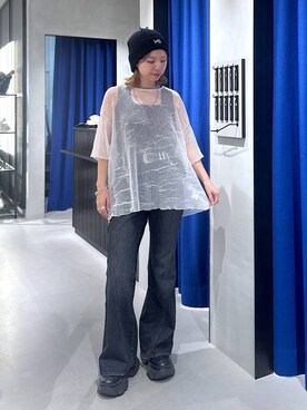 「PAGEBOY（ページボーイ）の【ステンレス素材】ロングボールチェーンネックレス（ネックレス）」を使った、まっちゃんさん（レディース・151cm）の夏コーディネート