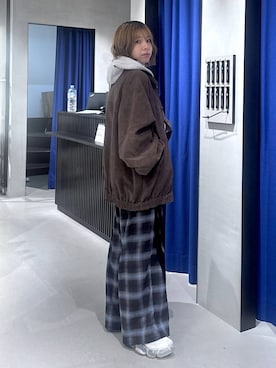 「PBLIM（ページボーイリム）の《UNISEX》ソフトスウェードブルゾン（ブルゾン）」を使った、まっちゃんさん（レディース・151cm）の秋コーディネート