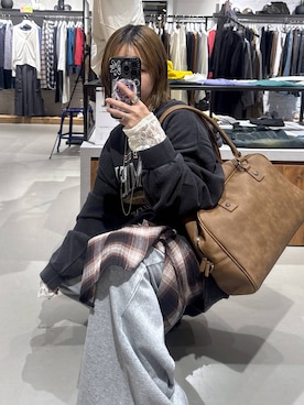 「PAGEBOY（ページボーイ）のサイドタックルーズウラケパンツ/イージーパンツ【4color・2size】（スウェットパンツ）」を使った、まっちゃんさん（レディース・151cm・20代）の秋コーディネート