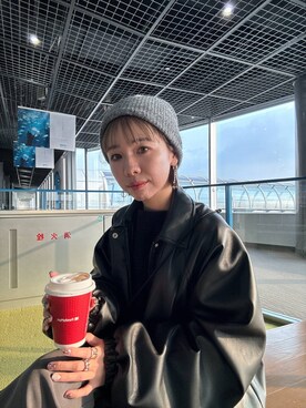 「PAGEBOY（ページボーイ）のニットビーニー（ニットキャップ/ビーニー）」を使った、まっちゃんさん（レディース・151cm）の冬コーディネート