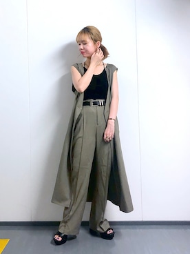 「mysty woman（ミスティウーマン）のアイテム（ノーカラージャケット）」を使った、まっちゃんさん（レディース・151cm）の夏コーディネート