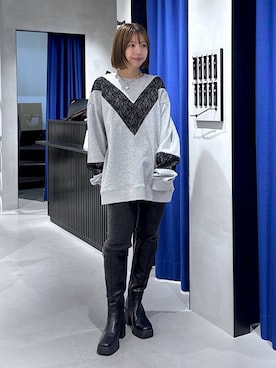 「PAGEBOY（ページボーイ）のリップスキニーデニム（デニムパンツ）」を使った、まっちゃんさん（レディース・151cm）の秋コーディネート