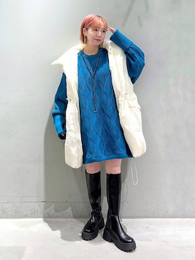 「ロングヘア」｜「アイテム（ブルゾン）」を使った、まっちゃんさん（レディース・151cm）の秋コーディネート