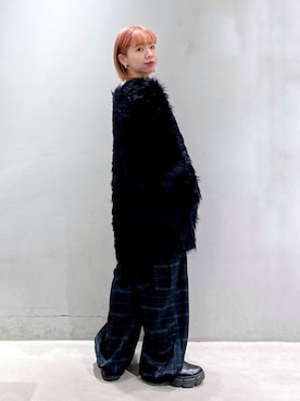 「PAGEBOY（ページボーイ）のモンスターフェザーカーディガン（カーディガン/ボレロ）」を使った、まっちゃんさん（レディース・151cm）の秋コーディネート