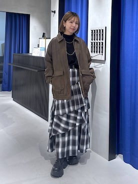 「PAGEBOY（ページボーイ）の【ステンレス素材】ロングボールチェーンネックレス（ネックレス）」を使った、まっちゃんさん（レディース・151cm）の秋コーディネート