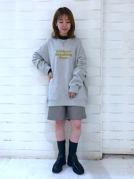 「PBLIM（ページボーイリム）の【PAGEBOYLIM】シアータートルインナー（Tシャツ/カットソー）」を使った、まっちゃんさん（レディース・151cm）の秋コーディネート