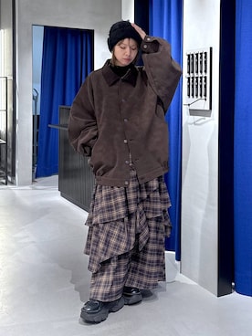 「PBLIM（ページボーイリム）の《UNISEX》ソフトスウェードブルゾン（ブルゾン）」を使った、まっちゃんさん（レディース・151cm）の秋コーディネート