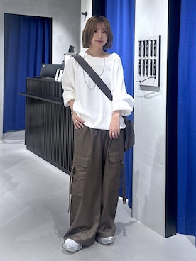 「PAGEBOY（ページボーイ）の【選べる着丈/前後2WAY/マシンウォッシャブル】マルチWAYネックプルオーバー/ニット（ニット/セーター）」を使った、まっちゃんさん（レディース・151cm）の秋コーディネート