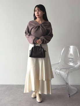 「earth music&ecology（アースミュージックアンドエコロジー）のアイテム（ニット/セーター）」を使った、MIKA◎さん（レディース・152cm）の秋コーディネート