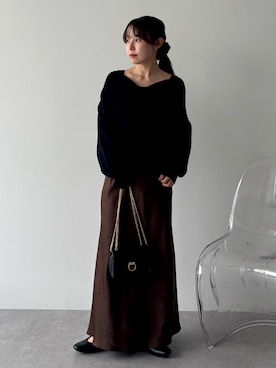 「earth music&ecology（アースミュージックアンドエコロジー）のアイテム（ニット/セーター）」を使った、MIKA◎さん（レディース・152cm）の秋コーディネート