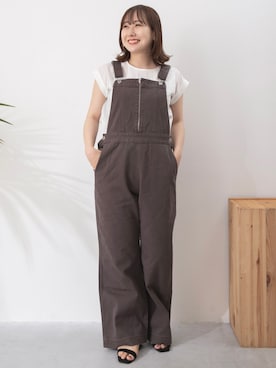 「SonnyLabel」｜「アイテム（サロペット/オーバーオール）」を使った、satoさん（レディース・156cm）の夏コーディネート
