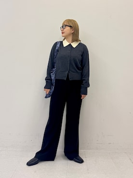 「URBAN RESEARCH Sonny Label（アーバンリサーチサニーレーベル）のストレッチジョーゼットジャージーパンツ（その他パンツ、ブラック系）」を使った、satoさん（レディース・156cm）の秋コーディネート