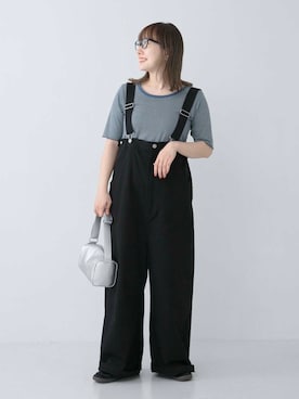 「低身長」｜「アイテム（サロペット/オーバーオール）」を使った、satoさん（レディース・156cm）の夏コーディネート