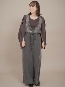 「SonnyLabel」｜「アイテム（サロペット/オーバーオール）」を使った、satoさん（レディース・156cm）の夏コーディネート