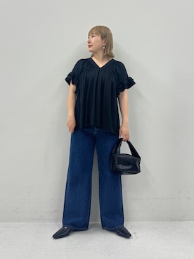 「URBAN RESEARCH Sonny Label(アーバンリサーチサニーレーベル)のバックストラップスクエアパンプス(パンプス、ブラック系)」を使った、satoさん(レディース・156cm)の春コーディネート