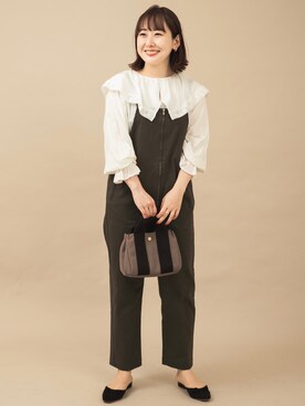 「袖ボリューム」｜「アイテム（オールインワン・サロペット）」を使った、satoさん（レディース・156cm）の夏コーディネート