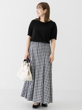 「袖ボリューム」｜「アイテム（バレエシューズ）」を使った、satoさん（レディース・156cm）の夏コーディネート