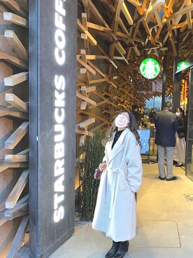 「chocomee（チョコミー）のアイテム（ノーカラーコート）」を使った、ゆんぴさん（レディース・151cm）の秋コーディネート
