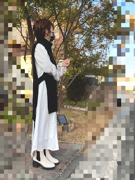 「Ameri（アメリ）のアイテム（シャツワンピース）」を使った、レオンママさん（レディース・153cm）の春コーディネート