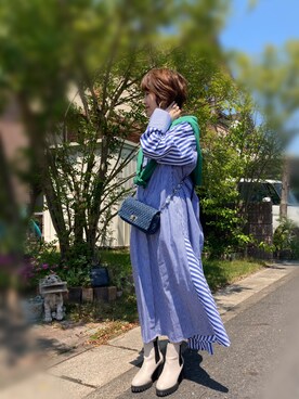 「ごきげんウィーク」｜「アイテム（シャツワンピース）」を使った、レオンママさん（レディース・153cm）の春コーディネート
