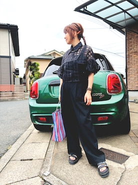 「アイテム（デジタル腕時計）」を使った、レオンママさん（レディース・153cm）の夏コーディネート
