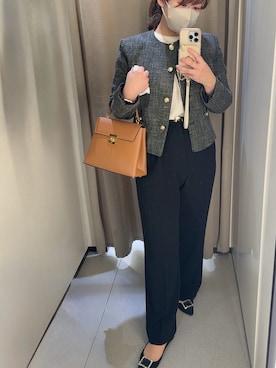 「アイテム（ノーカラージャケット）」を使った、na___fashion___さん（レディース・155cm）の秋コーディネート