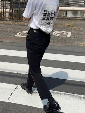 「JOHN LAWRENCE SULLIVAN（ジョンローレンスサリバン）のアイテム（スラックス）」を使った、koshoさん（メンズ・164cm）の夏コーディネート