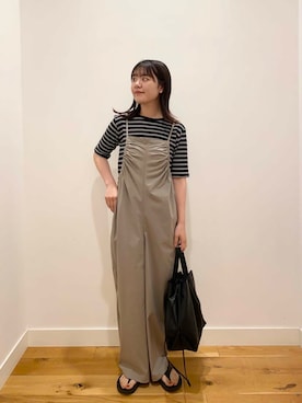 「アイテム（オールインワン・サロペット、グリーン系）」を使った、せいくらさん（レディース・159cm）の夏コーディネート