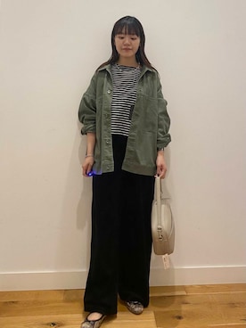 「アイテム（カバーオール）」を使った、せいくらさん（レディース・159cm）の秋コーディネート