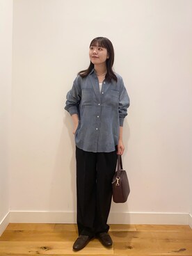 「URBAN RESEARCH DOORS（アーバンリサーチドアーズ）のシアーデニムシャツ（シャツ/ブラウス）」を使った、せいくらさん（レディース・158cm）の夏コーディネート