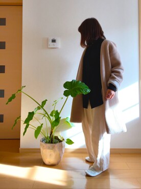 「JOURNAL STANDARD relume（ジャーナルスタンダード　レリューム）のアイテム（ムートンコート）」を使った、琥珀さん（レディース・154cm）の秋コーディネート
