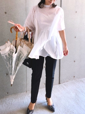 「392 plusm（サンキューニプリュスエム）のアイテム」を使った、琥珀さん（レディース・154cm）の夏コーディネート