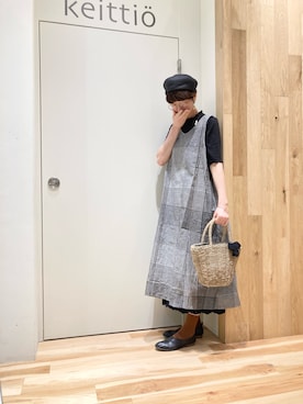 「Samansa Mos2 blue」｜「アイテム（ハンチング/ベレー帽）」を使った、タブンネさん（レディース・166cm）の夏コーディネート