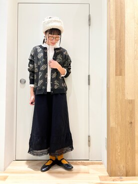 「Samansa Mos2（サマンサ モスモス）の襟刺繍シャーリング前後2WAYブラウス（シャツ/ブラウス）」を使った、タブンネさん（レディース・166cm）の秋コーディネート