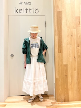 「サマンサモスモス」｜「アイテム（マウンテンパーカー）」を使った、タブンネさん（レディース・166cm）の春コーディネート